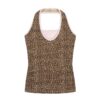 Paneled Leopard Print Halter Camisole