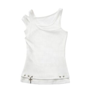 Minimalist Gothic-Style Tank — White