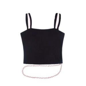 Embroidered Metal Waist Chain Tank — Black
