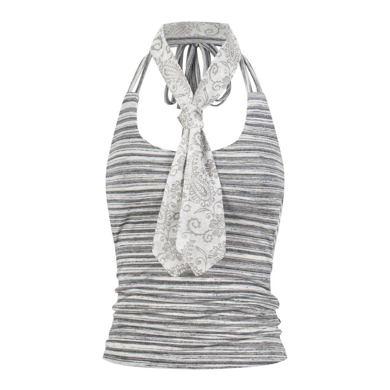 Hip-Hop Style Striped Halter Tank Top