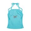 Sweet & Edgy Style Slim-Fit Blue Tank Top with Butterfly Print